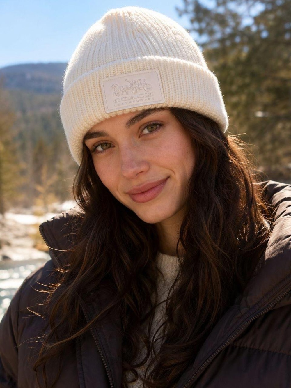 COACH Knitted Ribbed Beanie- Off White- UNISEX- OS-LIKE NEW